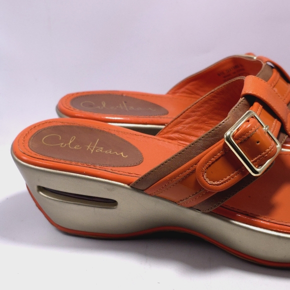 Cole Haan Air Orange Thong Wedge Sandle Sz 8 - Picture 2 of 10